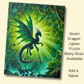 Name, Fantasy Dragon Flying in Green Light Rays Puzzle