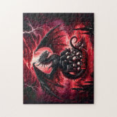 Name, Fantasy-Feuerdrache mit Totenköpfen Puzzle (Vertikal)