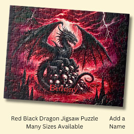Name, Fantasy-Feuerdrache mit Totenköpfen Puzzle