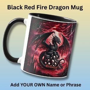 Name, Fantasy-Feuerdrache mit Totenköpfen Tasse