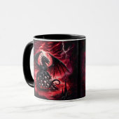 Name, Fantasy-Feuerdrache mit Totenköpfen  Tasse (Vorderseite Links)