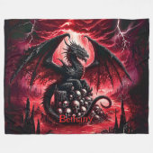 Name, Fantasy Fire Dragon with Skulls Fleecedecke (Vorderseite (Horizontal))