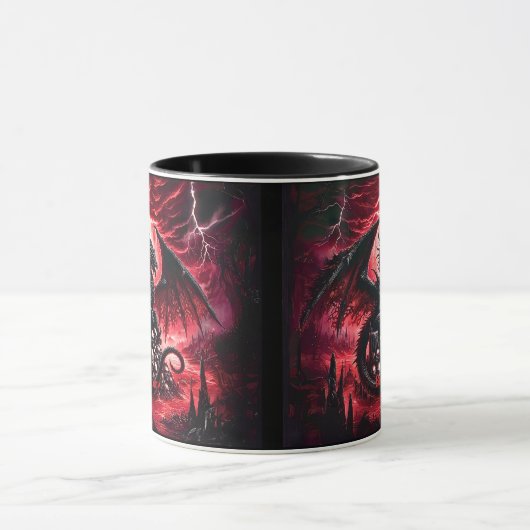 Name, Fantasy Fire Dragon with Skulls Tasse (Zentrum)