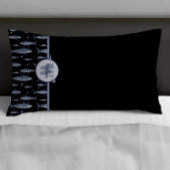 Name + Farbe für Monogramm | Schwarz & Blau Kissenbezug