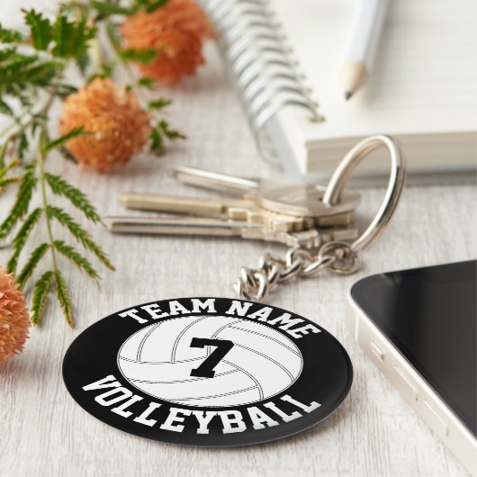Name, Farbe und Spielernummer des Volleyballteams Schlüsselanhänger (Seite)
