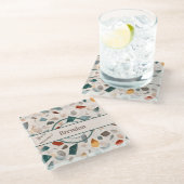 Name, farbenfroh texturierte große Chip Mosaik Ter Glasuntersetzer (Schrägansicht)