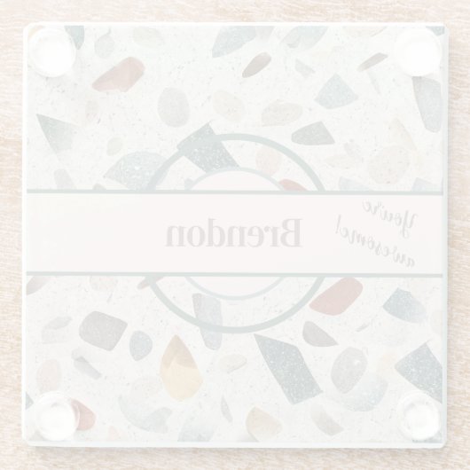 Name, farbenfroh texturierte große Chip Mosaik Ter Glasuntersetzer (Rückseite)