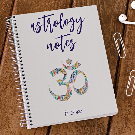 Name, farbenfrohe botanische Om-Symbol-Notebook Notizblock