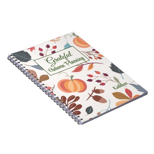 Name, farbenfrohe Dankbarkeit Herbstjournalismus Notizblock (Rechte Seite)