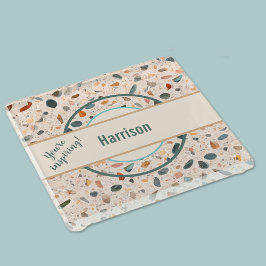 Name, farbenfrohe kleine Chips Mosaik Terrazzo Mus Glasuntersetzer