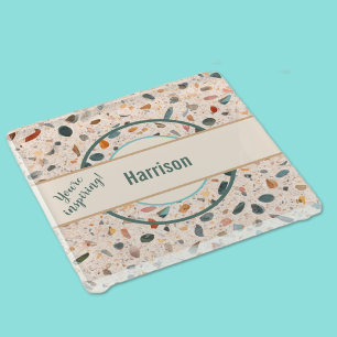 Name, farbenfrohe kleine Chips Mosaik Terrazzo Mus Glasuntersetzer