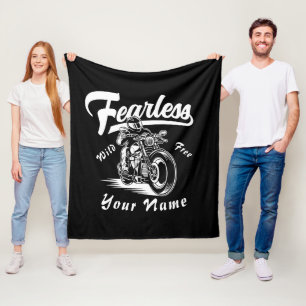 Name Fearless Wild Free Motorrad hinzufügen Fleecedecke