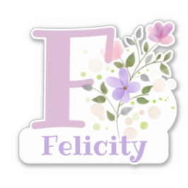 Name Felicity & Initial mit Blumendesign Aufkleber