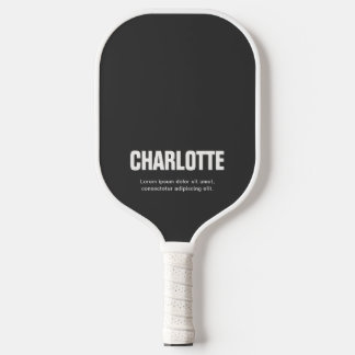 Name Fett Modern Minimal Schwarz Pickleball Schläger
