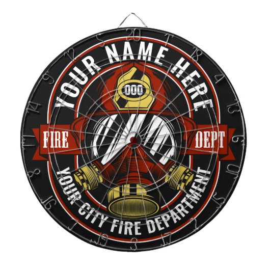 NAME Firefighter-Helm-Maske anpassen Feuer retten Dartscheibe (vorne)