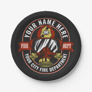 NAME Firefighter-Helm-Maske anpassen Feuer retten Pappteller