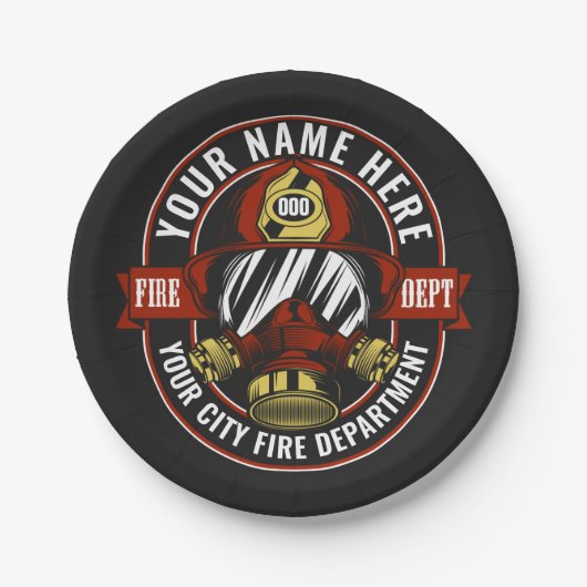 NAME Firefighter-Helm-Maske anpassen Feuer retten Pappteller (Vorderseite)