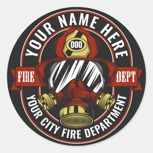 NAME Firefighter-Helm-Maske anpassen Feuer retten Runder Aufkleber (Vorderseite)