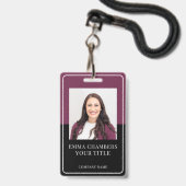 Name & Firma Burgundy Black ID Abzeichen Ausweis (Vorderseite mit Lanyard)