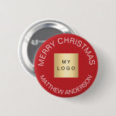 Name Firmenlogo rot weiß Weihnachten Button (Vorne & Hinten)