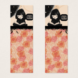 Name Floral Black Orange Peach Lesezeichen