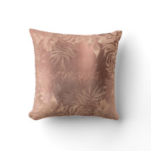 Name Floral Pink Rose Gold Tropical Copper Grungy