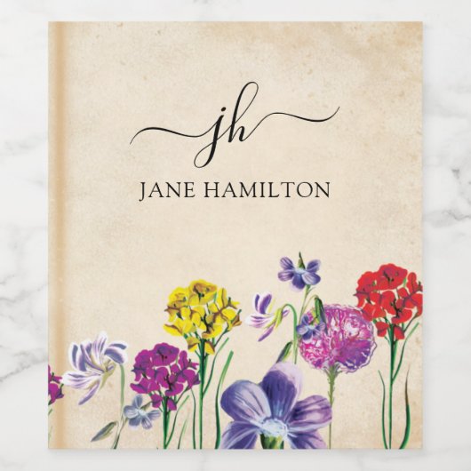 Name Floral Weinetikett (Einzelnes Label)