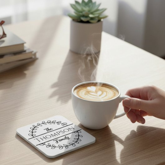 Name Floral Wreath Getränkeuntersetzer