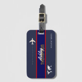 Name & Flugzeug für Ihre Flugreisen Abenteuer Gepäckanhänger (Vorderseite Vertikal)