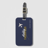 Name & Flugzeug für Ihre Reiseabenteuer stilvoll Gepäckanhänger (Vorderseite Vertikal)