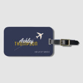 Name & Flugzeug für Ihre Reiseabenteuer stilvoll Gepäckanhänger (Vorderseite (Horizontal))