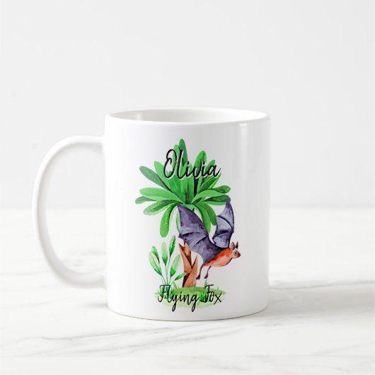 Name Flying Fox Australian Animal hinzufügen Kaffeetasse (Links)