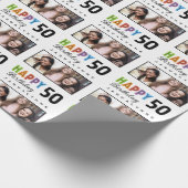 Name Foto 50. Geburtstag Geschenkpapier (Ecke)