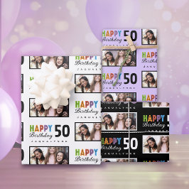 Name Foto 50. Geburtstagskorb Geschenkpapier Set