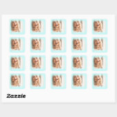 Name Foto BLUE PASTEL Bridal Sweet16 Quadratischer Aufkleber (Blatt)