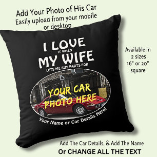 Name, Foto des Autos, Text, Liebe, wenn meine Ehef Kissen