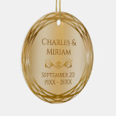 Name & Foto Golden 50. Hochzeit-Jubiläumsgeschenk Keramik Ornament (Rechts)