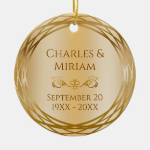 Name & Foto Golden 50. Hochzeit-Jubiläumsgeschenk Keramik Ornament