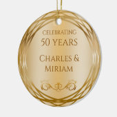 Name & Foto Golden 50. Hochzeit-Jubiläumsgeschenk Keramik Ornament (Links)