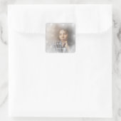 Name Foto Gray Bridal Sweet16 Quadratischer Aufkleber (Tasche)