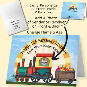 Name Foto Image Child's Steam Train Boy's Karte