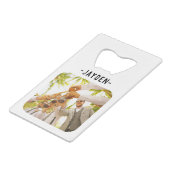 Name & Foto Kreditkarte Flaschenöffner (Rückseite Schrägansicht)