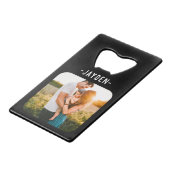 Name & Foto Kreditkarte Flaschenöffner (Vorderseite Schrägansicht)