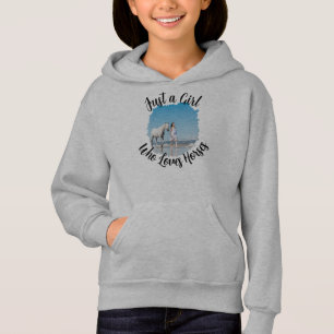 Name Foto Sentiment Nur ein Mädchen, das Pferde Li Hoodie