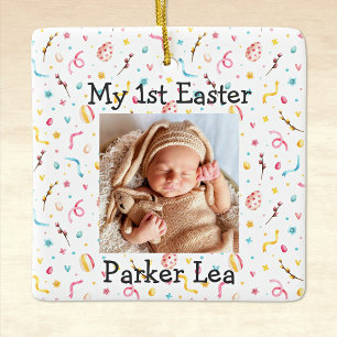 Name Foto Text   Foto Andenken Mein 1. Ostern  Keramikornament
