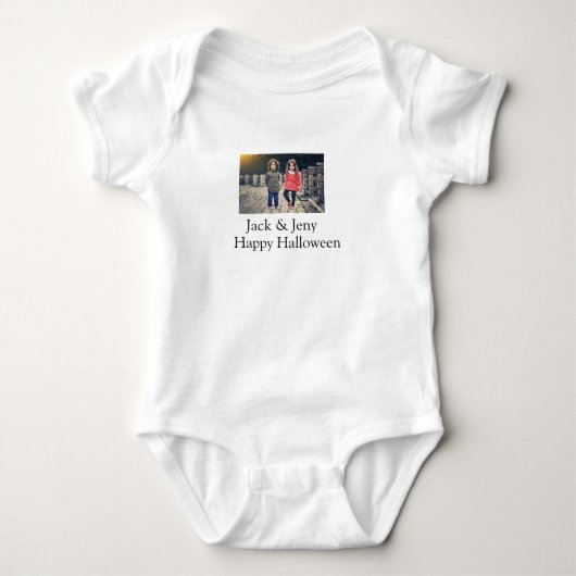 Name Foto Text Halloween Junge Baby Strampler (Vorderseite)
