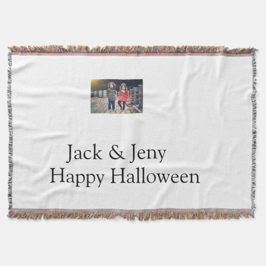 Name Foto Text Halloween Junge Decke (Vorderseite)