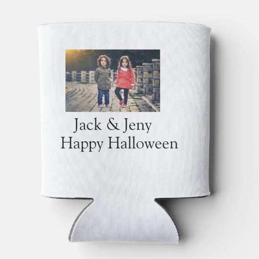Name Foto Text Halloween Junge Dosenkühler (Rückseite)
