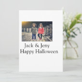 Name Foto Text Halloween Junge Feiertagskarte (Stehend Vorderseite)