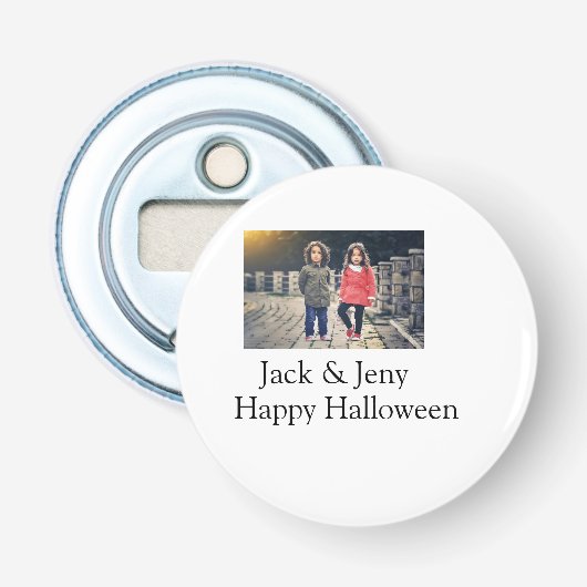 Name Foto Text Halloween Junge Flaschenöffner (Vorderseite)